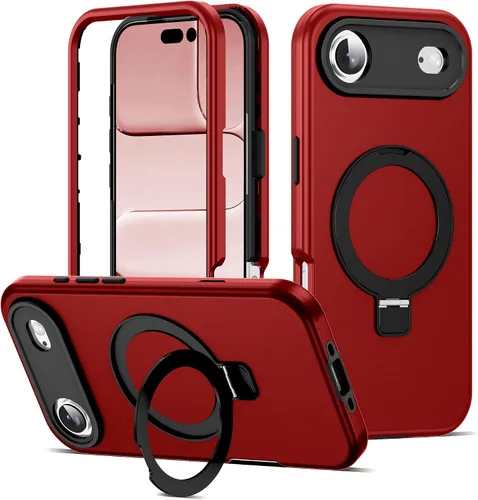 Vista 9 de Funda compatible con iPhone 13 y 14 de 6.1 pulgadas con soporte de anillo magnético [protección militar contra caídas] [compatible con Mag-Safe]