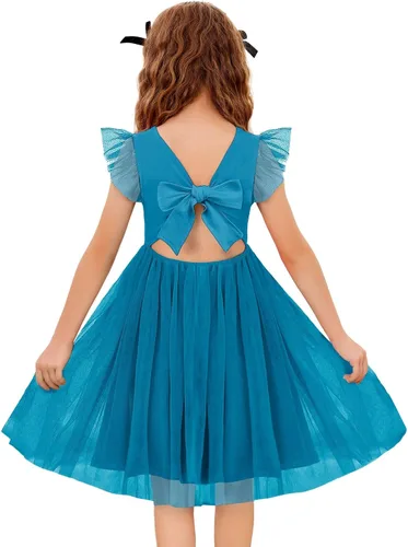 Vista 13 de Arshiner Vestido tutú de verano para niñas pequeñas, de tul sin espalda, para fiesta, cumpleaños, vestidos de algodón, 2-6 años