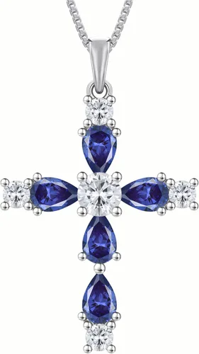 Vista 146 de YL Collar de cruz de plata de ley 925 con colgante de piedra natal religiosa para mujer