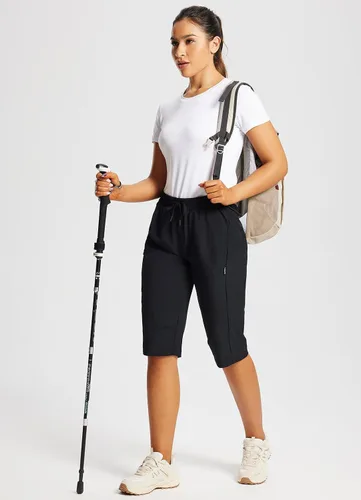 Vista 6 de BALEAF Pantalones cortos de 15 pulgadas de largo para mujer, pantalones cortos capri por debajo de la rodilla, ligeros, de secado rápido, cintura