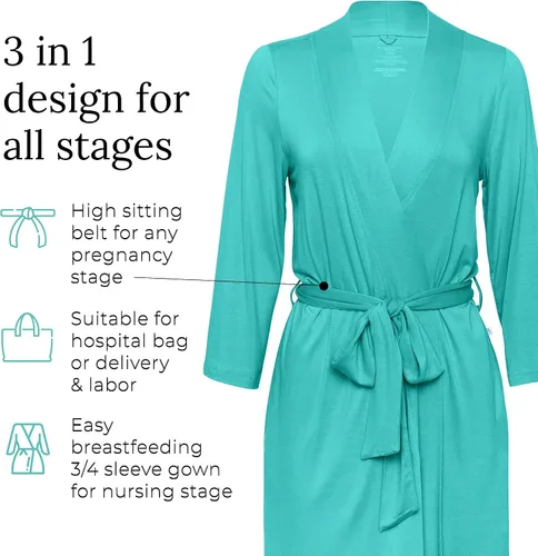 Vista 4 de Posh Peanut Mommy Robe for Maternity Labor Delivery - Soft Viscose from Bamboo Postpartum Robe & Maternity Robe for Hospital