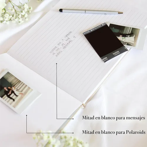 Vista 3 de Libro de invitados de boda personalizado 2026 año – Libro de visitas de fotos de lino para firmar en la recepción – Incluye esquinas de fotos