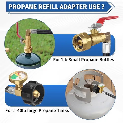 Vista 3 de Boltigen Adaptador de Recarga de Propano para Tanques de 1 libra, Adaptador de Llenado de Propano de 36 pulgadas, Conector Convertidor de Llenado