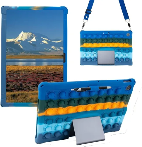 Vista 16 de Funda de silicona para tablet con soporte, correa para el hombro, lápiz capacitivo, funda suave compatible con Lenovo Tab One/K9 de 8.7 pulgadas