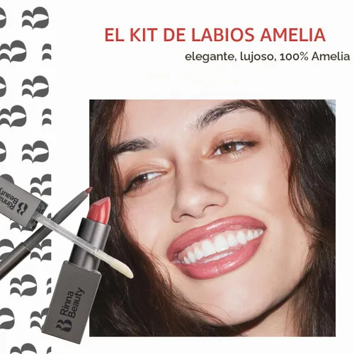 Vista 3 de Rinna Beauty Icon Lip Kit - Amelia - Kit de labios todo en uno, incluye lápiz labial, brillo de labios, delineador de labios, aspecto rosa dulce