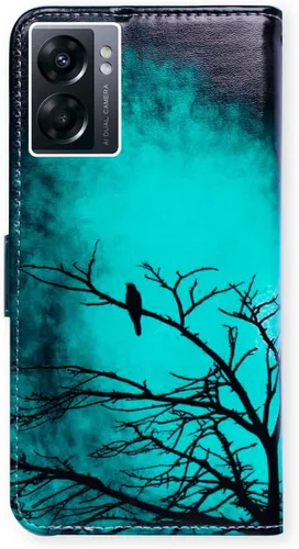 Vista 7 de Bcov Funda para OnePlus Nord N300 5G, diseño de pájaro negro y verde con tapa para teléfono con ranura para tarjeta y soporte para OnePlus Nord N300