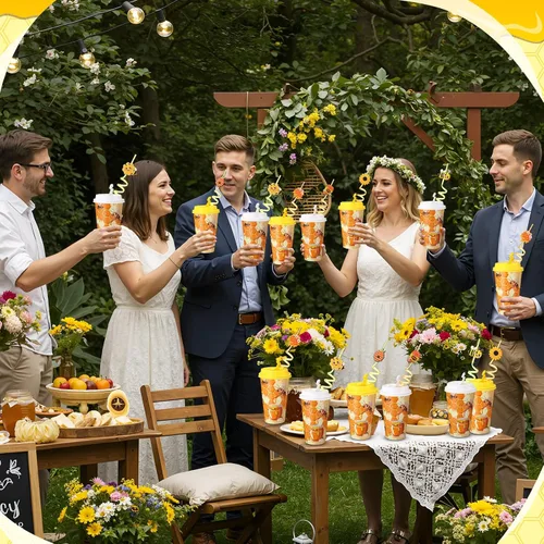 Vista 7 de Yungyan 16 juegos de tazas de golosinas con tapas y pajitas para decoraciones de cumpleaños, reutilizables, 16 onzas, vasos de plástico para dulces