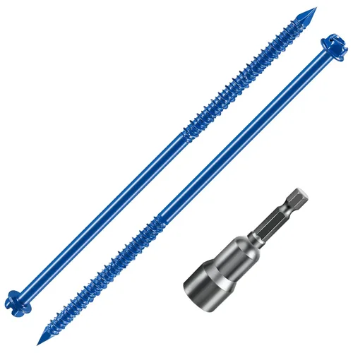 Vista 13 de Wensilon (30 piezas) 1/4 "* 1-1/4" cabeza hexagonal ranurada anclaje tornillo de hormigón cabeza hexagonal azul, utilizado para anclar mampostería