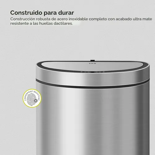 Vista 6 de EKO Mirage - Bote de basura semicircular con sensor de movimiento, de 12.4 galones, grande, automático para cocina con compartimento desodorante