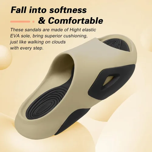 Vista 5 de Besroad Pantuflas de recuperación para hombre y mujer, sandalias de recuperación con soporte de arco, antideslizantes, cojín grueso, reduce