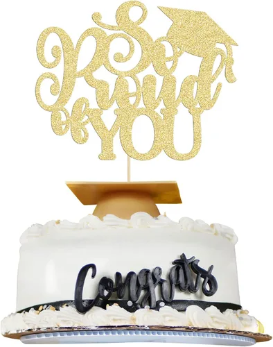 Vista 30 de 1 pieza de decoración para tartas con tapa de graduación con purpurina para la clase de 2026, decoración de pastel de graduación para graduación
