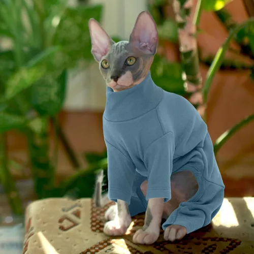 Vista 9 de ROZKITCH Suéter XS para Gato, Suéteres Suaves y Transpirables Solo para Sphynx, Abrigo con Cuatro Patas, Suéter Cálido Camiseta Pijama Mono Chaleco