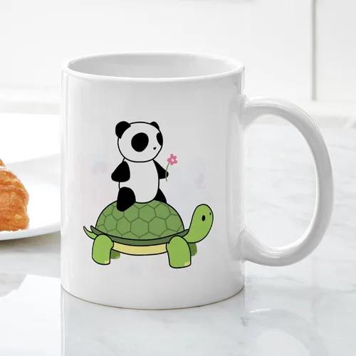 Vista 5 de CafePress Turtle And Panda - Taza de café de cerámica de 11 oz (11.0 fl oz)