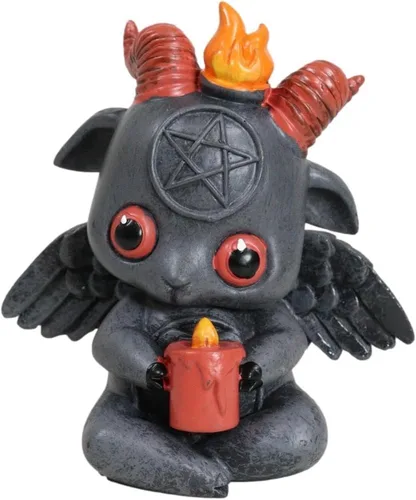 Vista 10 de Ebros Gift Sabbatic Baby Goat Idol Baphomet Spawn Baphy con círculo de pentagrama Chibi, figura Wicca Oculto Illuminati coleccionable
