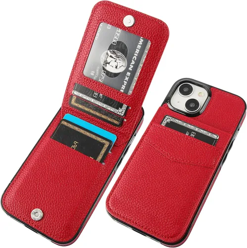 Vista 16 de KIHUWEY Compatible con iPhone 15 Funda Cartera con Soporte para Tarjeta de Crédito, Tapa de Cuero Premium con Cierre Magnético y Función Atril