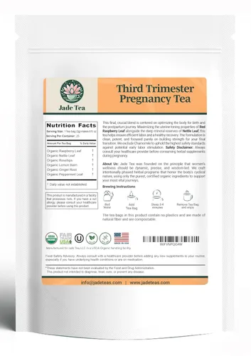 Vista 3 de Jade Tea - Té orgánico del tercer trimestre Té de embarazo - Tonificación y preparación para el nacimiento Salud uterina maximizada