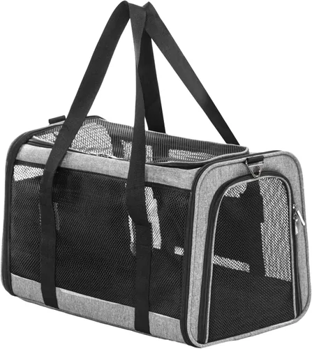 Vista 11 de PETSFIT Transportador de gatos de lados suaves con hebillas de seguridad patentadas, cremalleras bloqueables y correa de seguridad, transportador