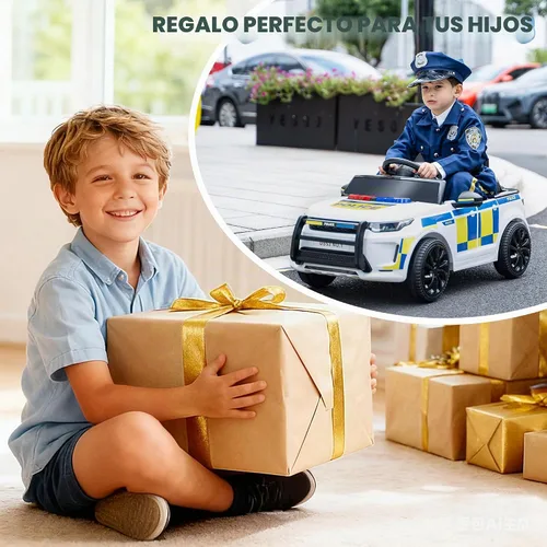 Vista 8 de TOBBI Coche eléctrico de policía para que los niños conduzcan con control