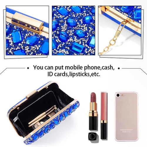 Vista 3 de Yokawe 4 piezas de bolsos de mano con diamantes de imitación para mujer, bolsa de noche brillante, para novia, boda, joyería, fiesta, baile