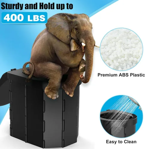 Vista 3 de Inodoro portátil para acampar, inodoro plegable para adultos con tapa y soporte retráctil para papel higiénico, inodoro portátil impermeable
