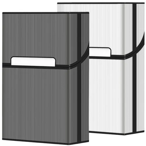 Vista 12 de Paquete de 2 fundas de soporte de cono preenrollado de tamaño 1-1/4 o King, estuche para cigarrillos diarios Gris + Plata