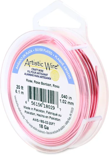 Vista 50 de Artistic Wire, Alambre de cobre de color chapado en plata de calibre 18, resistente al deslustre, amatista, 20 pies