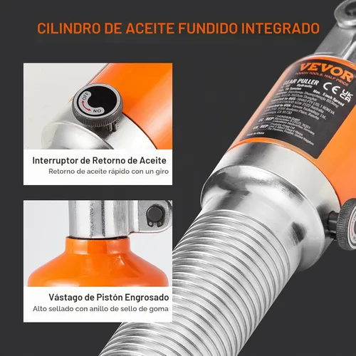 Vista 4 de VEVOR Extractor hidráulico de engranajes, separador de extracción de rodamiento de rueda de capacidad máxima de 5 toneladas, extractor de 2 o 3