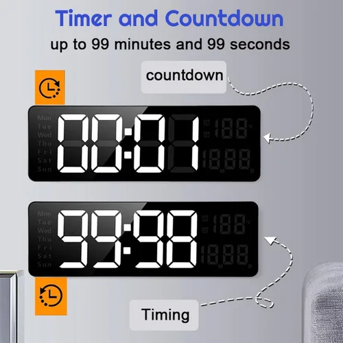 Vista 3 de Digital Alarm Clock Wall/Table 16.2 Inch Large LED Display with Date & Week, Remote Control, Adjustable Brightness, Big Wall Clock for Bedroom