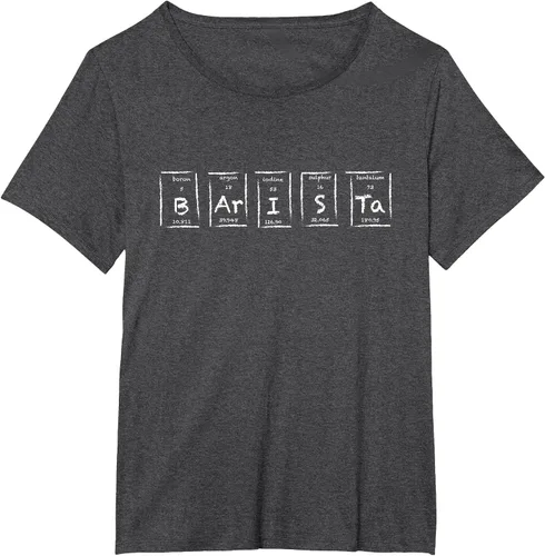 Vista 8 de Barista Espresso Latte Cappuccino Coffee Periodic Table T-Shirt Asphalt Grey