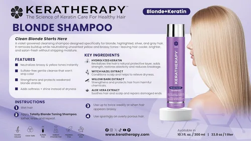 Vista 3 de KERATHERAPY Champú tonificante violeta totalmente rubio con infusión de queratina, 10.1 onzas líquidas, 10.1 fl oz, champú violeta para cabello