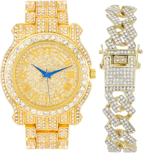 Vista 83 de Charles Raymond Bling-ed Out Ultimate Hip Hop Royalty Reloj para hombre con número romano de fácil lectura o indicadores de tiempo de diamantes
