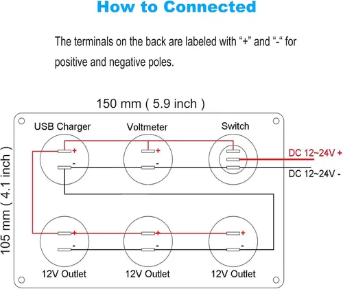 Vista 7 de Enchufe de cargador USB dual 2.1A y 2.1A + voltímetro LED + adaptador de encendedor de cigarrillos de 3 enchufes Toma de corriente de 12V + Verde