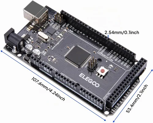 Vista 7 de ELEGOO MEGA R3 Placa ATmega 2560 + cable USB compatible con Arduino IDE Proyectos Cumplimiento RoHS Negro