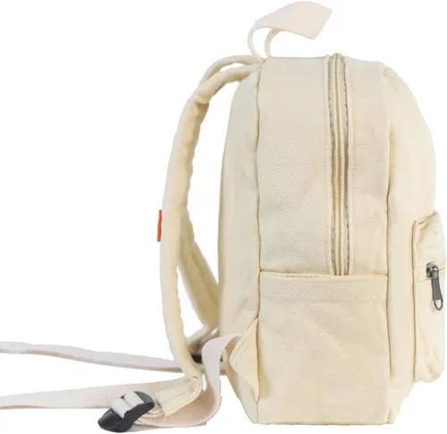 Vista 2 de MT WORLD Mochila pequeña personalizada de lona pequeña, mochila de viaje vintage para niños y niñas, Crema, Mochila Vintage