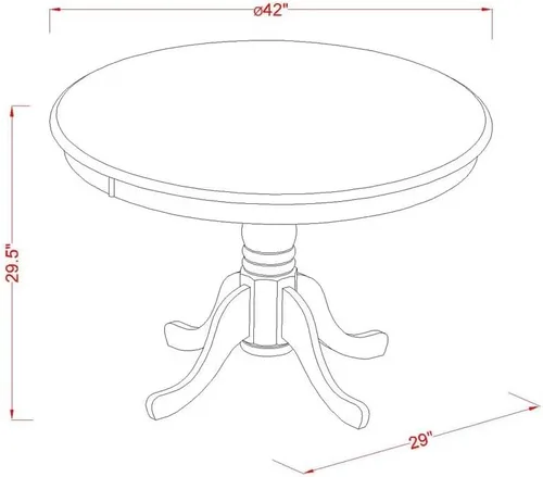 Vista 10 de East West Furniture HLAN3-BCH-C - Juego de mesa de comedor, 3 piezas