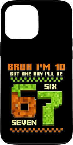 Vista 24 de Bruh I'm 10 But One-Day I'll Be 67 Retro 10th Birthday Kids Case for iPhone XR