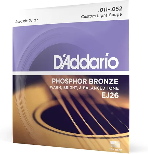 Vista 15 de Cuerdas para guitarra acústica de bronce fosforado D'Addario, blanco negro rojo azul