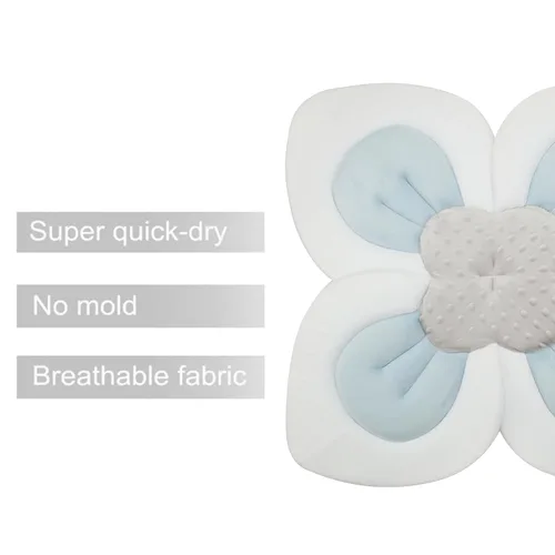 Vista 2 de PandaEar Almohadilla de baño para bebé recién nacido, pétalos de flores suaves para fregadero, bañera, regalo esencial para ducha (azul)