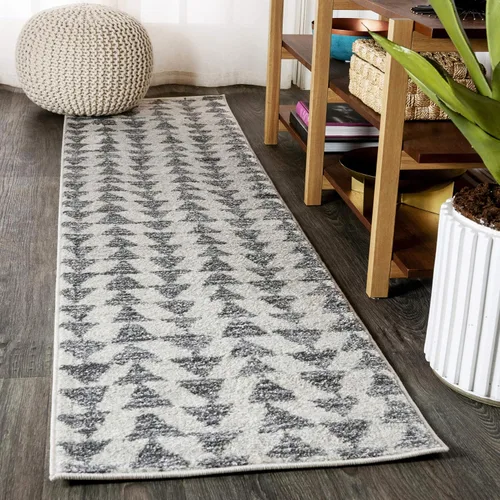 Vista 18 de JONATHAN Y Aisha - Alfombra geométrica triangular marroquí negra/crema, 2x8, contemporánea, moderna, fácil de limpiar para sala de estar