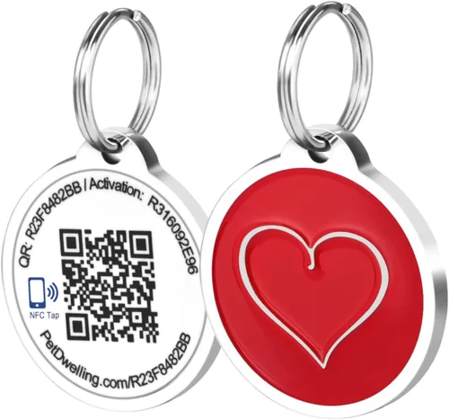 Vista 15 de Pet Dwelling Etiquetas inteligentes de identificación de mascotas QR + NFC para perros, duraderas e impermeables, etiquetas inteligentes