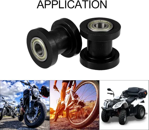 Vista 4 de X AUTOHAUX 2 piezas de polea de cadena de transmisión de 0.394 in, tensor de ajuste de cadena, guía de rueda de goma para bicicleta de calle, Negro