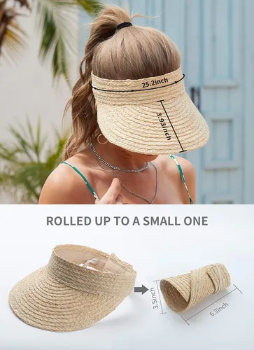 Vista 6 de Sombreros de paja para mujer sombreros de visera para mujer sombreros de playa para mujer sombrero de paja para mujer sombrero de paja para mujer