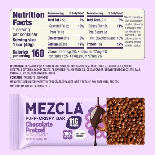 Vista 2 de Mezcla, Barra de proteína de pretzel de chocolate Sgl 1.4 onzas