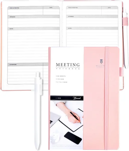 Vista 10 de Cuaderno de Reuniones para Trabajo con Elementos de Acción 5.5×8.5 Tapa Dura Espiral Planificador de Reuniones para Oficina Negocios Notas