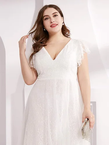 Vista 5 de Ever-Pretty Plus Women's Double V-Neck Floral Lace Plus Size Evening Dress 00857