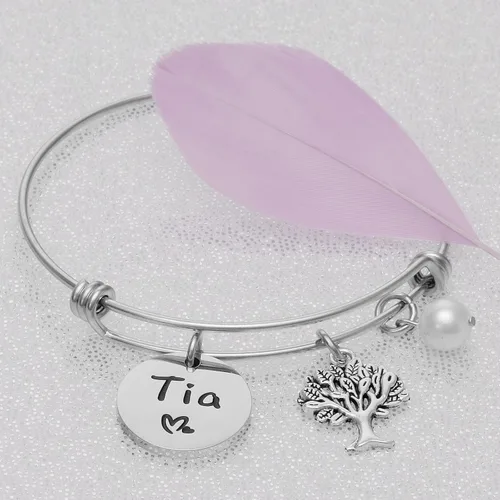 Vista 4 de Tia Gifts - Pulsera para mujer, los mejores regalos de Tia Tia Ever para regalos de Tia Tia Pulseras Joyería Pulsera Tia, Acero inoxidable, Acero