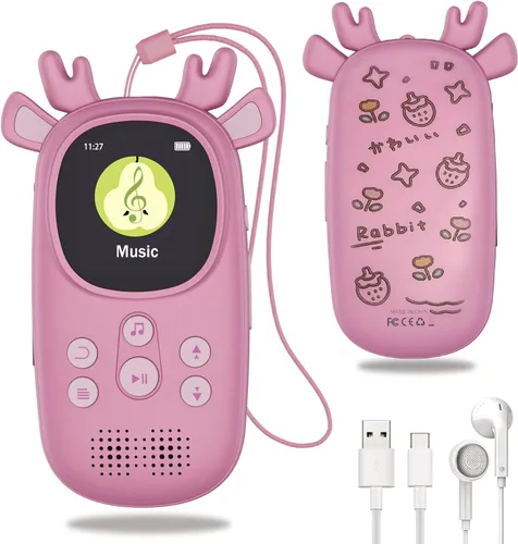 Vista 8 de Reproductores MP3 de 32 GB para niños, lindo reproductor de música portátil Bluetooth para niños con renos, reproductor MP3 para niños con Bluetooth
