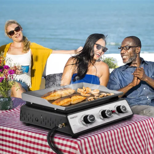 Vista 10 de Royal Gourmet PD1301S - Plancha de gas portátil de 3 quemadores, 25,500 BTU de potencia de cocción, 304 pulgadas cuadradas, superficie de cocción