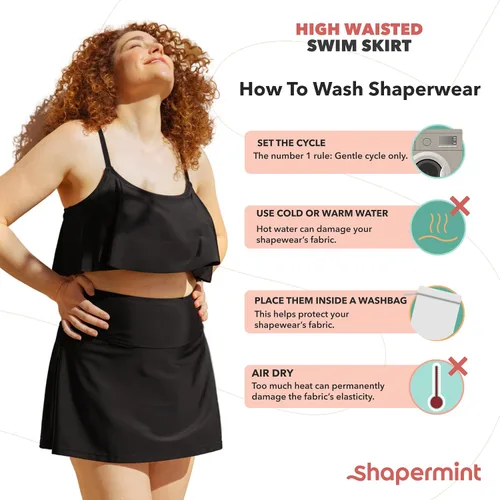Vista 5 de SHAPERMINT Falda de natación - Pantalones de baño para mujer, faldas de natación para mujer, pantalones de traje de baño de cintura alta para mujer