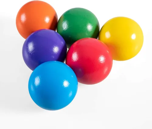 Vista 3 de Bolas Montessori de madera arcoíris de 1.8 pulgadas, juguetes de bolas de madera coloridas/pastel/natural para niños pequeños y bebés